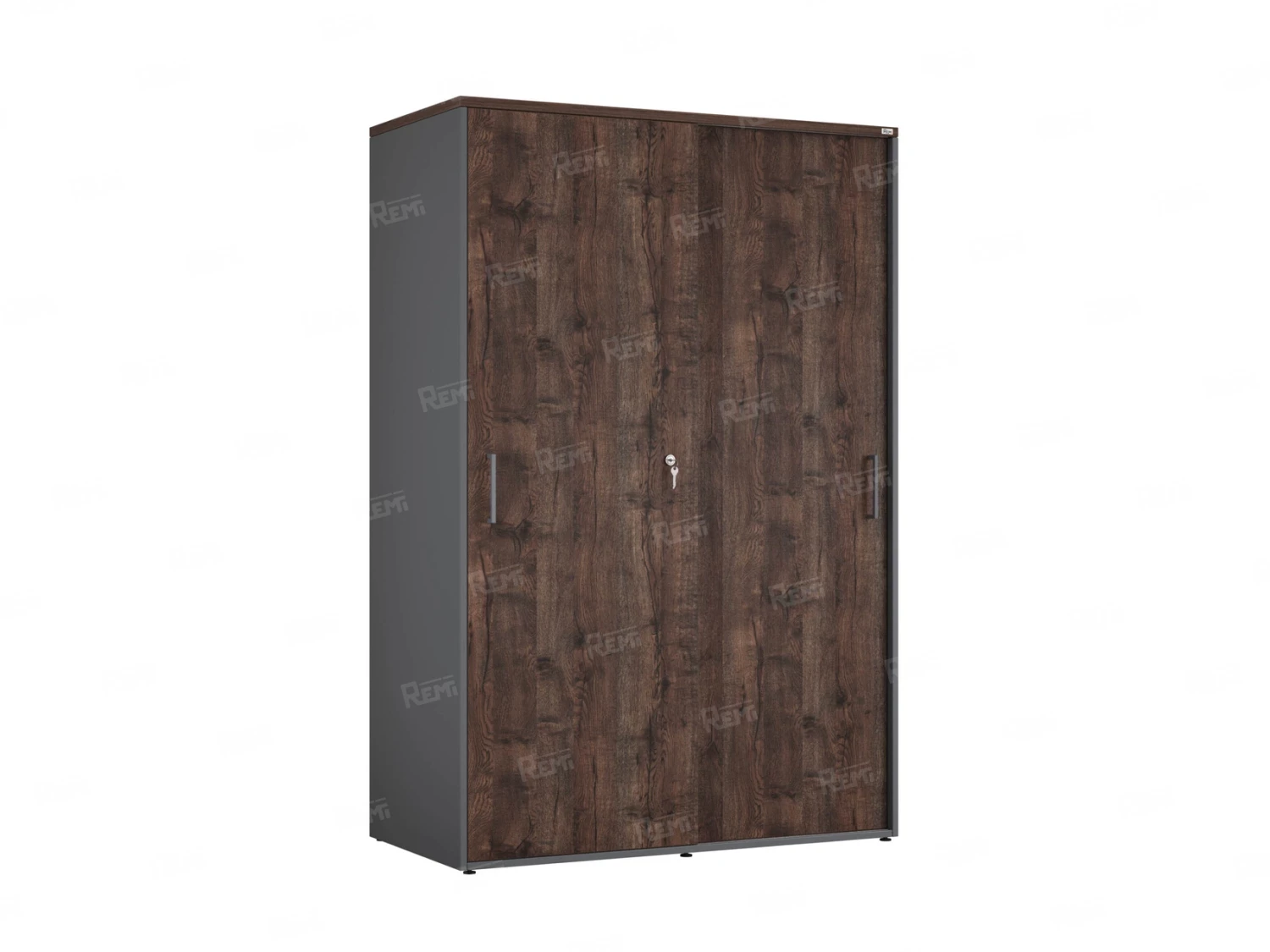Шкаф-купе, регулируемые опоры, штанга, 1 полка 1200x600x1800 RM164-90x60 Дуб Апрельский шоколад/Серый