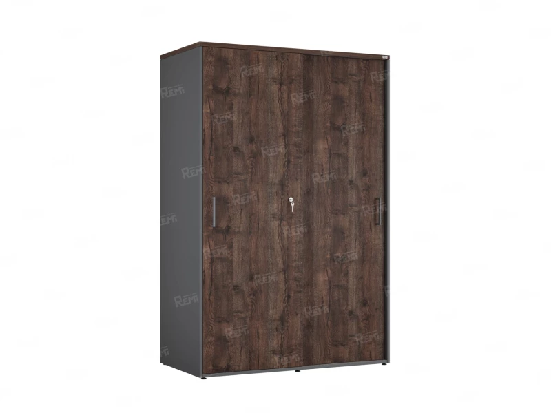 Шкаф-купе, регулируемые опоры, штанга, 1 полка 1200x600x1800 RM164-90x60 Дуб Апрельский шоколад/Серый