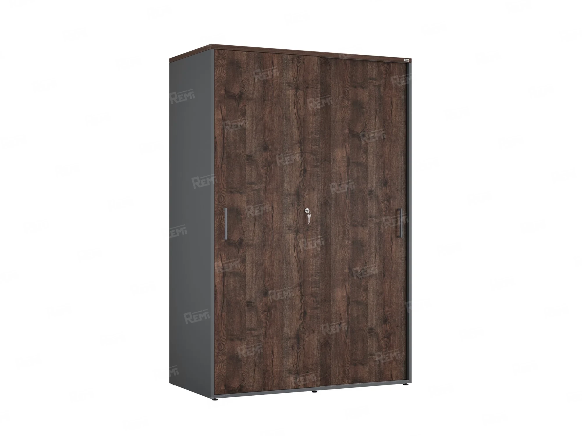 Шкаф-купе, регулируемые опоры, штанга, 1 полка 1200x600x1800 RM164-90x60 Дуб Апрельский шоколад/Серый