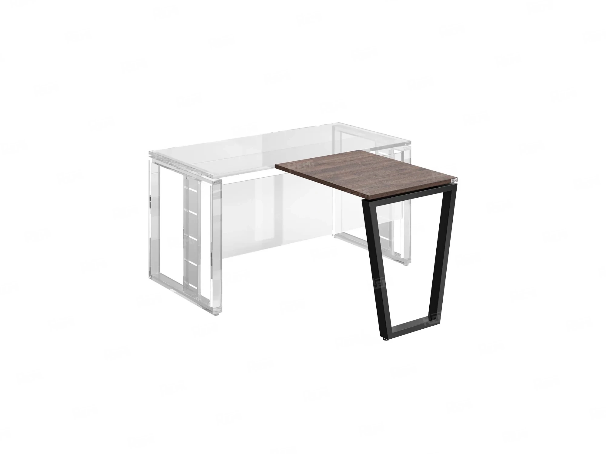 Брифинг прямой, с парящей столешнецей, на U-образном каркасе 1000x700x750 RM074-10x7 Дуб Апрельский шоколад/Черный