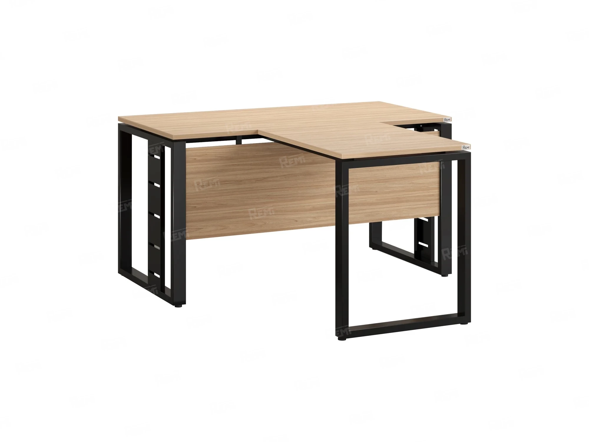 Стол с брифингом с парящей столешницей на О-образных опорах с экраном ЛДСП RM045-16x8 1600x2400x750 Вяз Швейцарский светлый/Черный