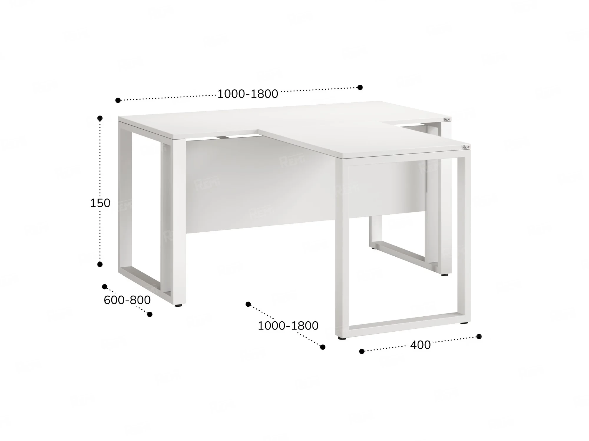Стол с брифингом на О-образных опорах с экраном ЛДСП RM046-10x9 1000x1900x750 Белый/Белый