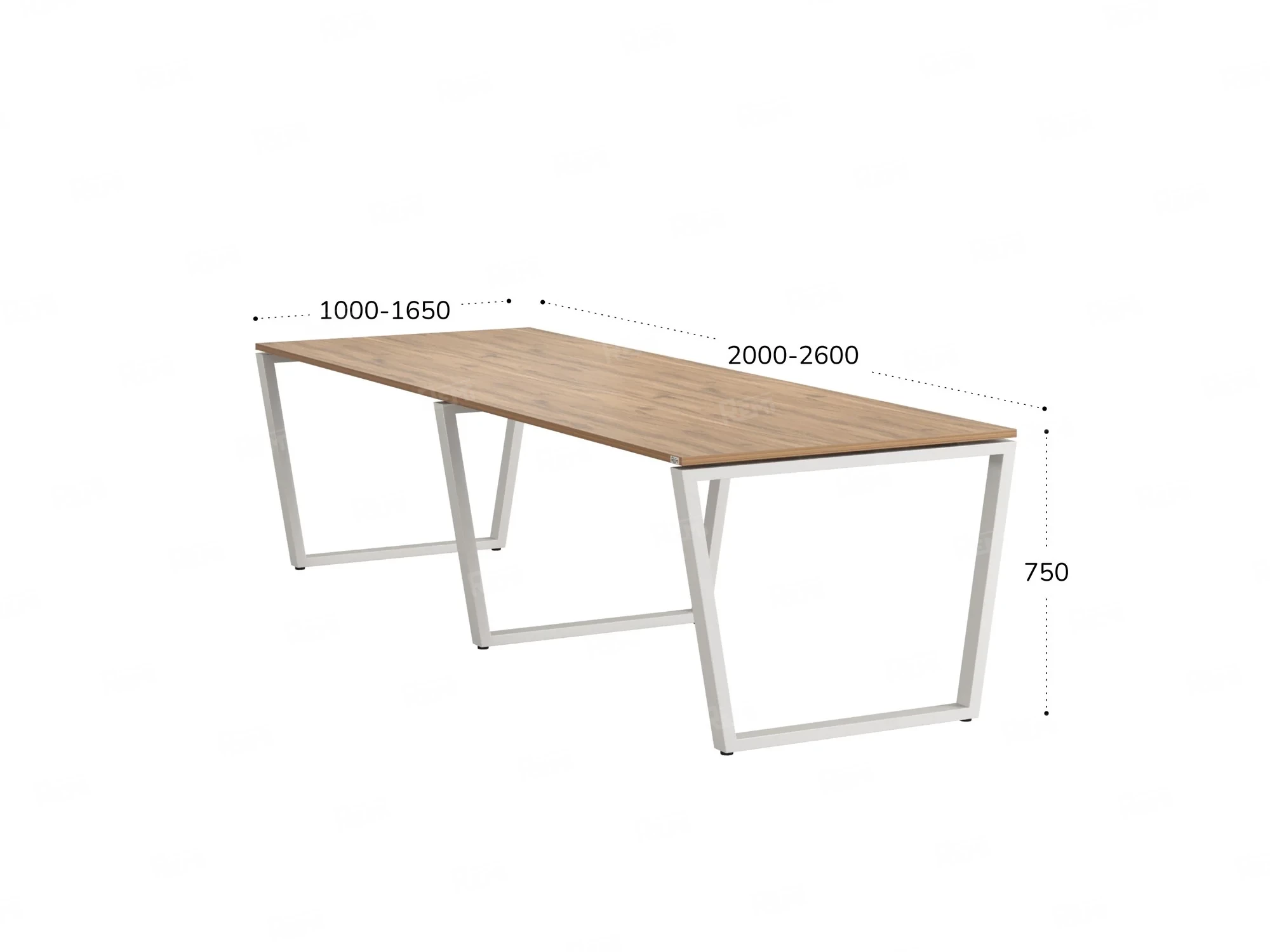 Cтол для переговоров, на V-обазном каркасе 2500x1200x750 RM082-250x120 Юстус/Белый