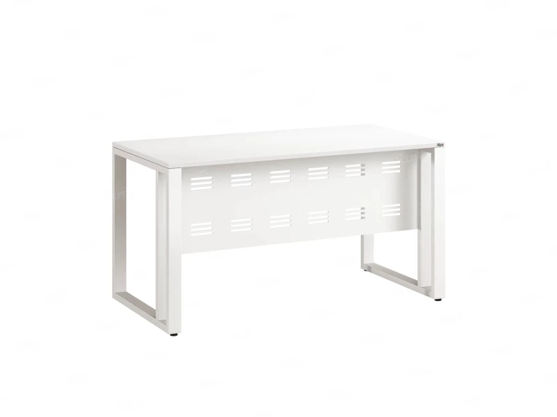 Стол прямой на О-образных опорах с металлическим экраном 1600x700x750 RM042-16x7 Белый/Белый