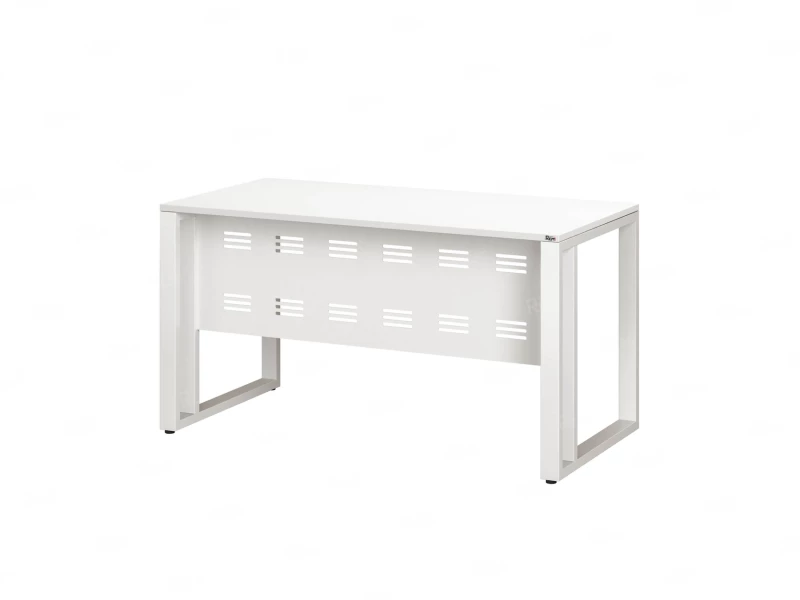 Стол прямой на О-образных опорах с металлическим экраном 1600x700x750 RM042-16x7 Белый/Белый