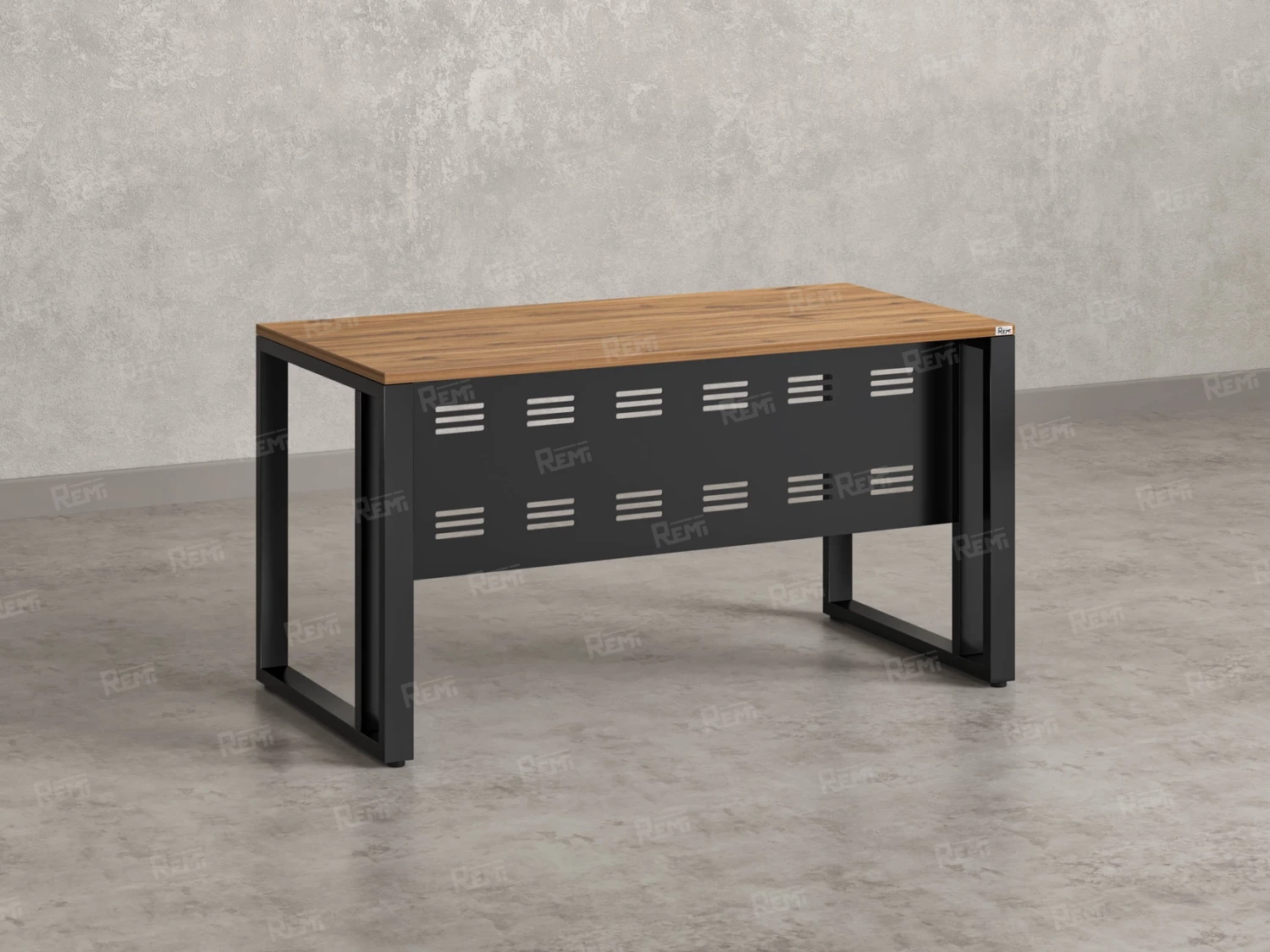 Стол прямой на О-образных опорах с металлическим экраном 2000x800x750 RM042-20x8 Юстус/Черный