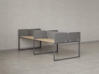 Бенч-система, 4 рабочих места, на О-образных опорах, 8 тканевых экранов 2000x1200x750 RM170-1-10x12 Вяз Швейцарский светлый/Серый