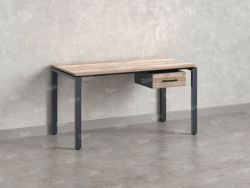 Стол прямой с подвесной тумбой, П-опора 1800x800x750 RM038-18x8 Дуб Маувелла/Серый