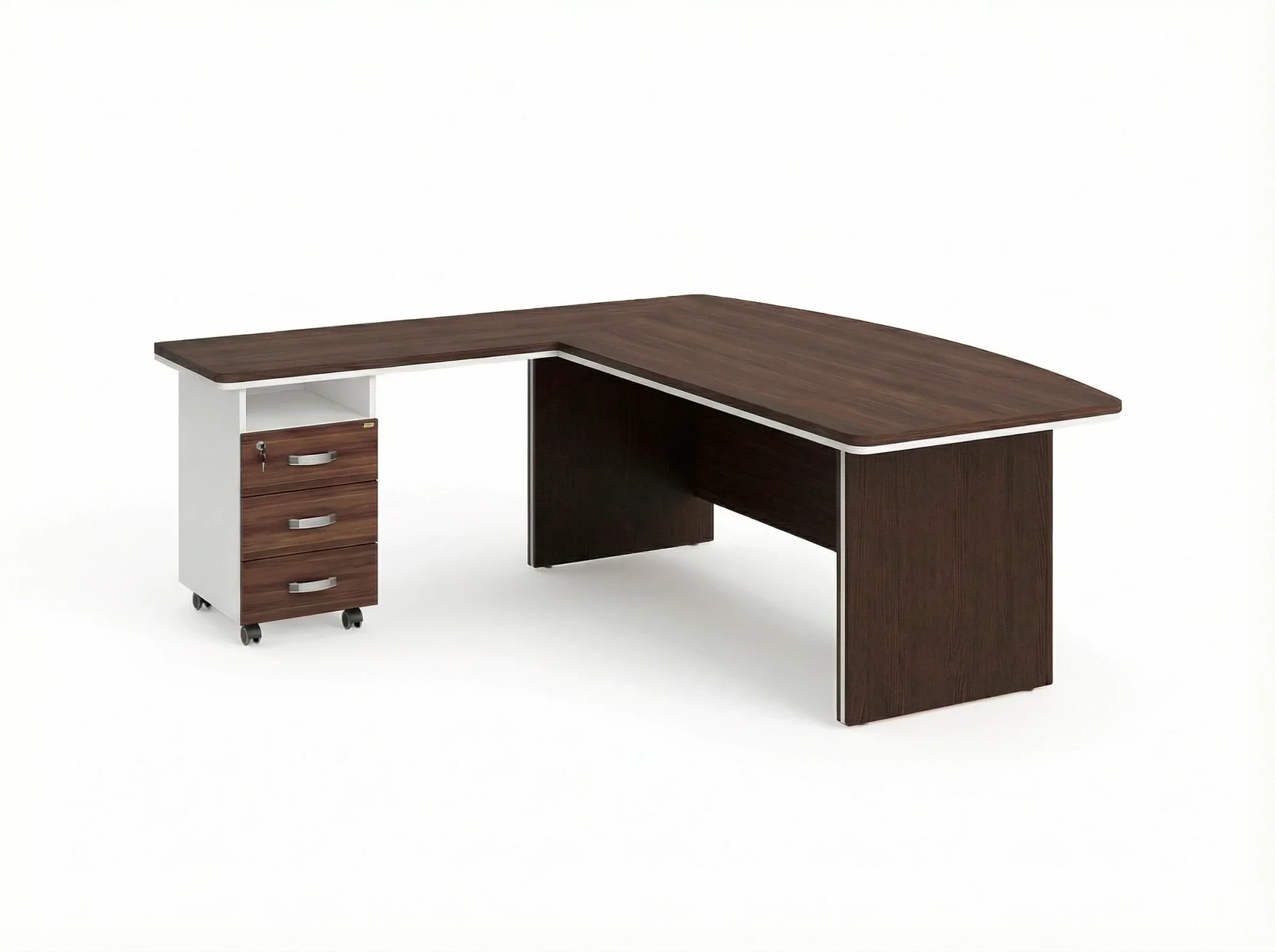 BRL RB071-160x200L Стол руководителя угловой L с тумбой 3 ящика 1600х2000х760 Венге/Белый