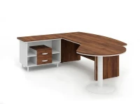 BRL RB072-255x200L Стол рук-ля L угл. с брифингом и тумбой 2 ящика 2550х2000х760 Орех Вармия/Белый