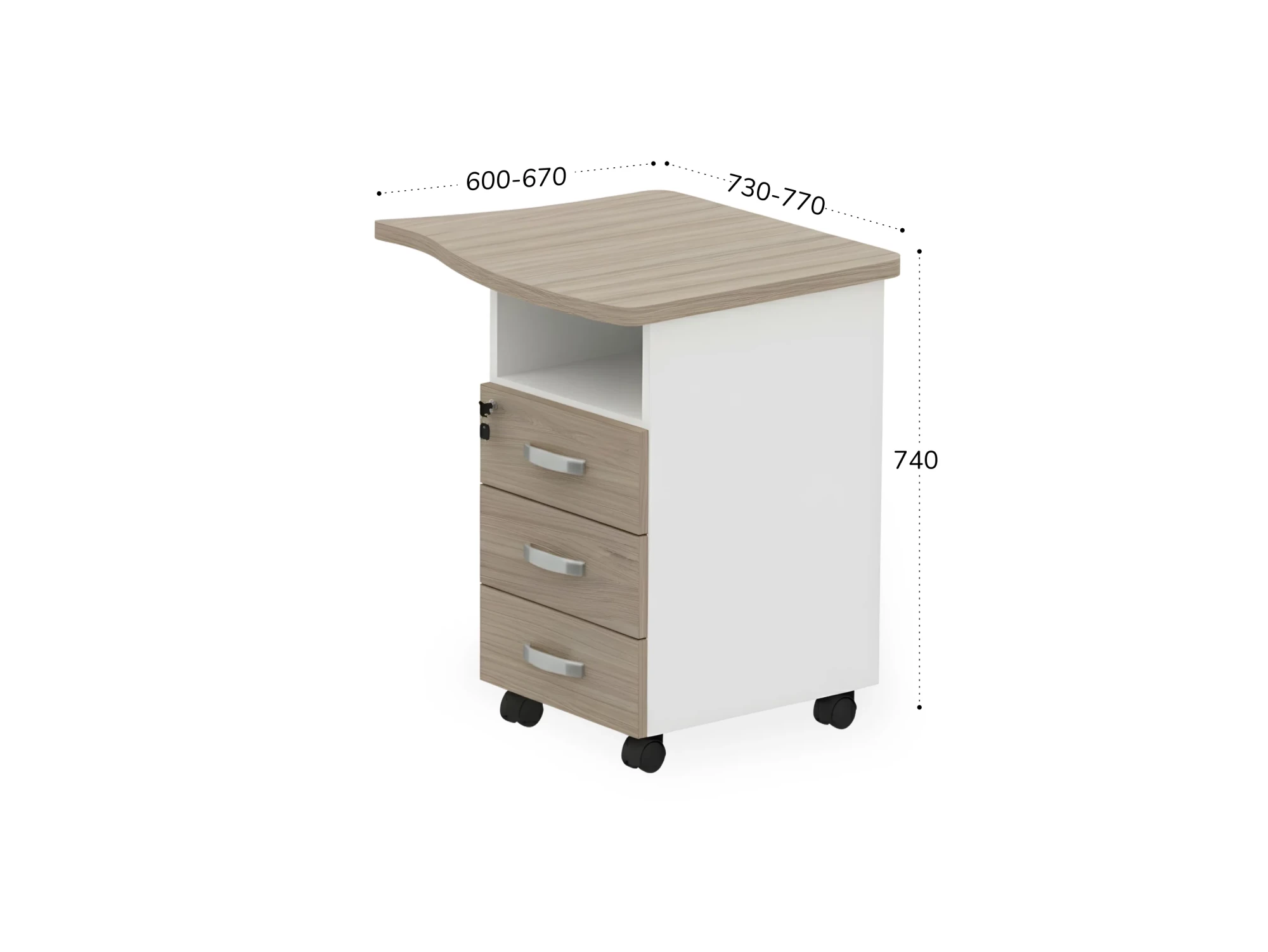 BRL RB090-77х67R Тумба приставная правая 770х670х740 Шорвуд/Белый