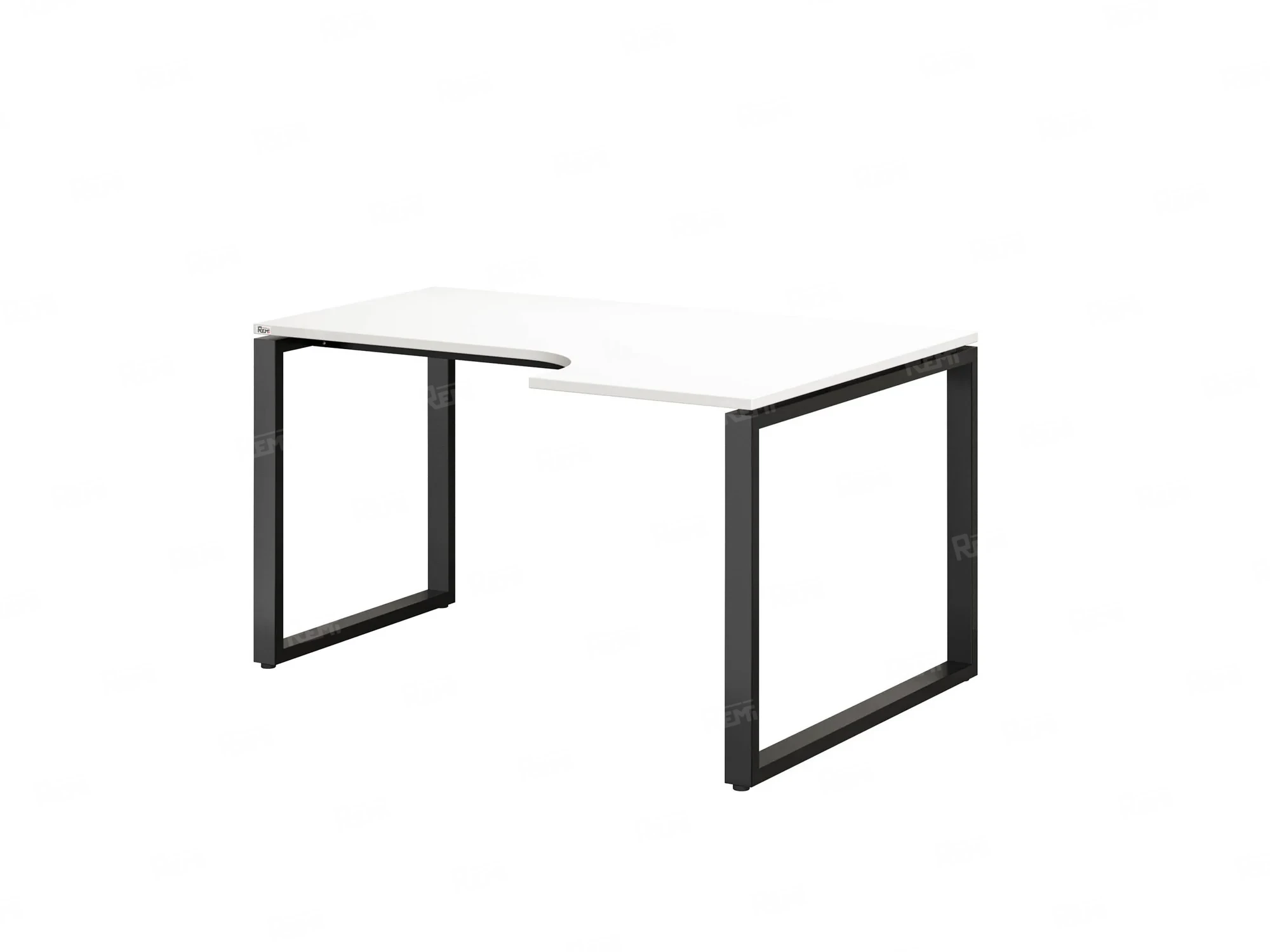Стол угловой, О-опора, правый 1800x900/1200x750, RM054-18x9-12 Белый/Черный