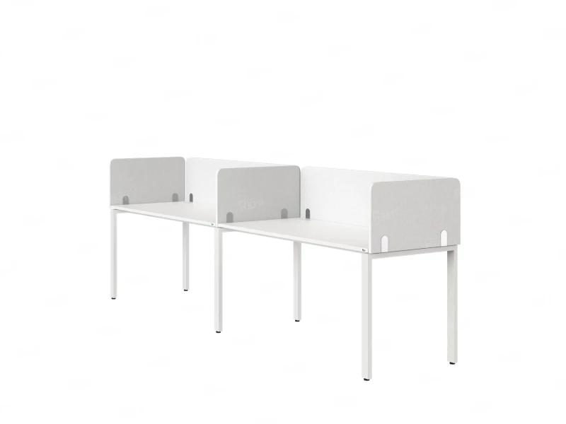 Бенч-система в 1 ряд, 2 рабочих места 5 тканевых экранов 3600x600x750 RM167-1-36x6 Белый/Белый