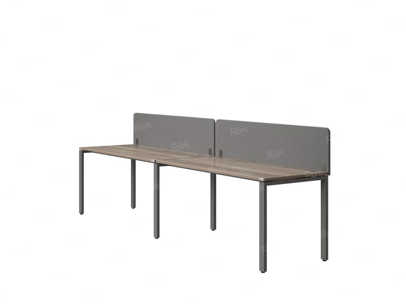 Бенч-система в 1 ряд, 2 рабочих места 2 тканевых экранов 2700x800x750 RM167-3-27x8 Дуб Маувелла/Серый