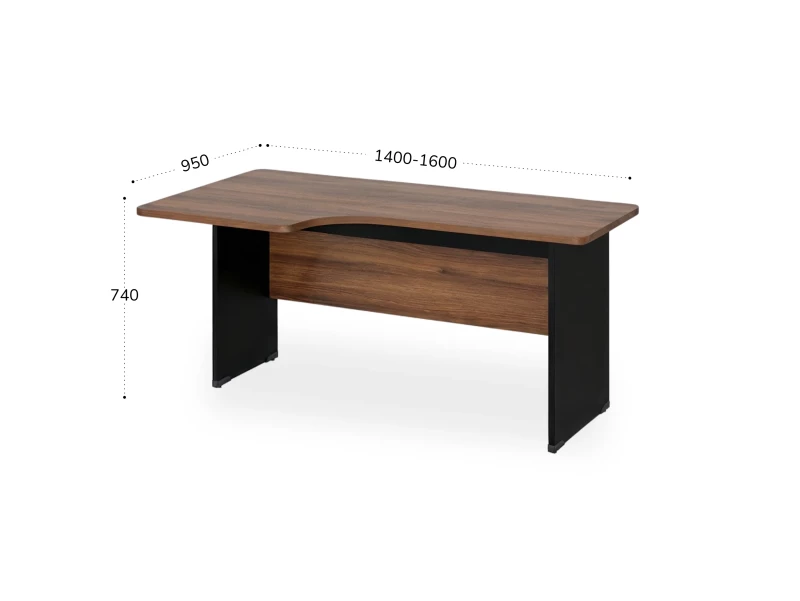 BRL RB085-160х95L Угловое рабочее место левое 1600х950х740 Орех Вармия/Черный