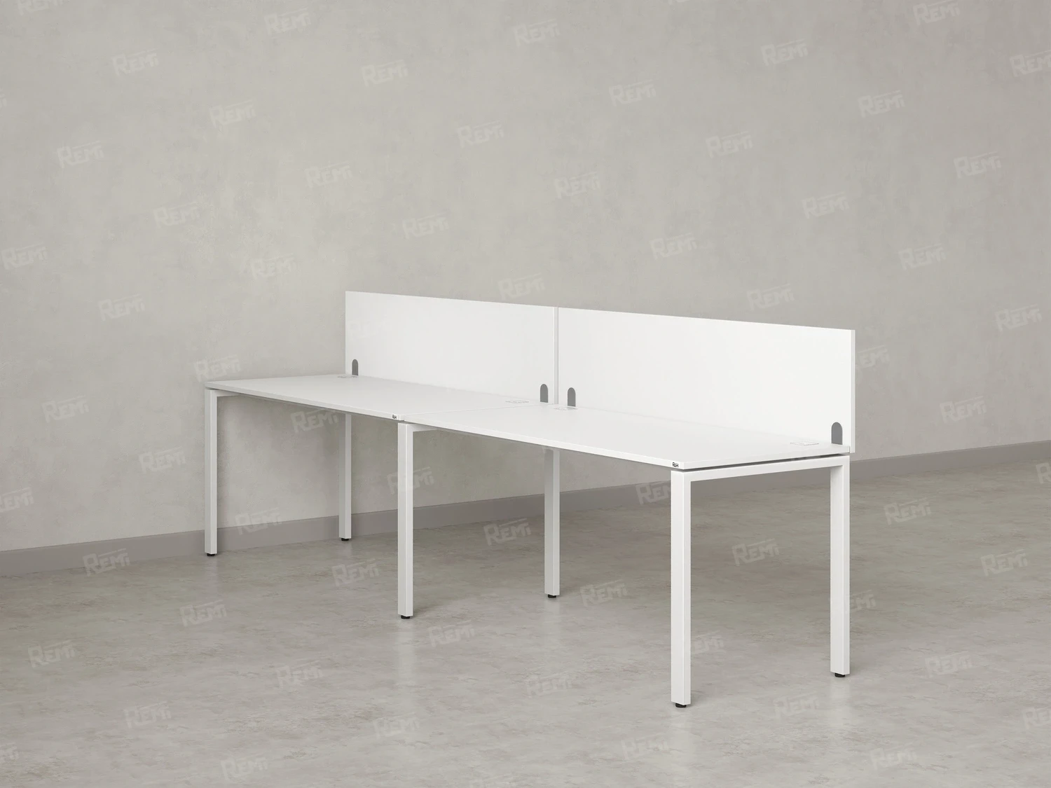 Бенч-система в 1 ряд, 2 рабочих места 2 ЛДСП экранов 2700x700x750 RM167-4-27x7 Белый/Белый