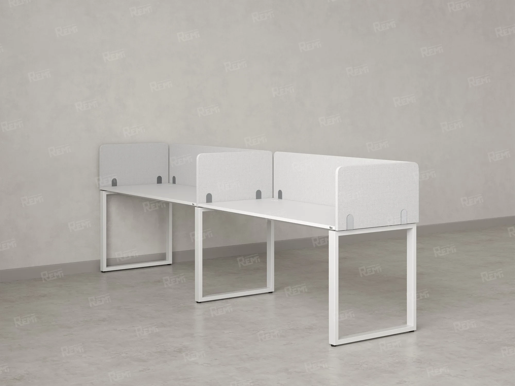 Бенч-система в 1 ряд, 2 рабочих места 5 тканевых экранов 3600x600x750 RM168-1-36x6 Белый/Белый