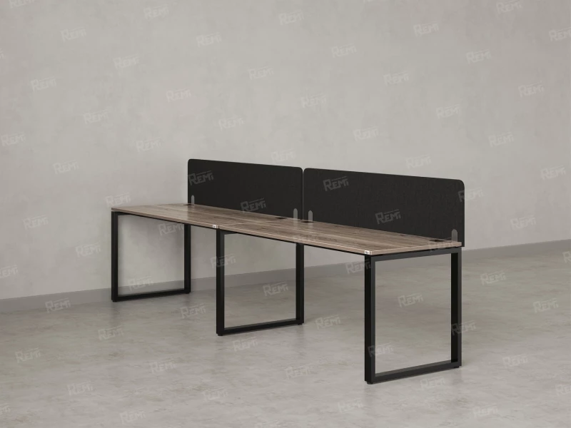 Бенч-система в 1 ряд, 2 рабочих места 2 тканевых экранов 2700x800x750 RM168-3-27x8 Дуб Маувелла/Черный