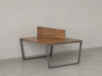 Бенч-система, 2 рабочих места, с одним экраном ЛДСП 1600x1200x750 RM172-2-16x12 Дуб Юстус/Серый