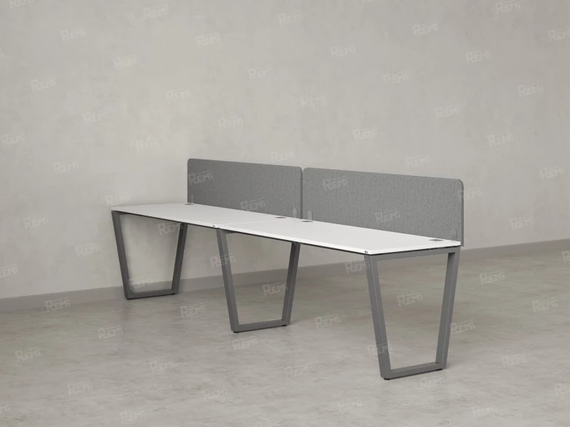 Бенч-система в 1 ряд, 2 рабочих места 2 тканевых экранов 2000x800x750 RM174-3-20x8 Белый/Серый