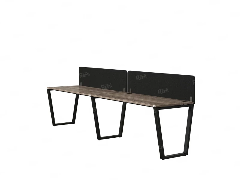 Бенч-система в 1 ряд, 2 рабочих места 2 тканевых экранов 2700x800x750 RM174-3-27x8 Дуб Маувелла/Черный