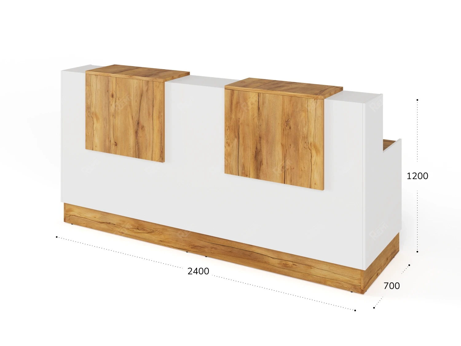 Стойка ресепшн 2-240 2400x700x1200 RTD085 Таксония медовая. Серия Тандем / Tandem. Серия Тандем / Tandem