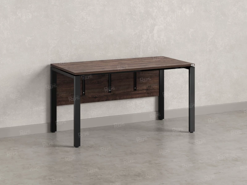 Стол прямой, П-опоры, экран ЛДСП,парящая стол-ца 1800x600x750 RM007-18x6 Дуб Апрельский шоколад/Черный