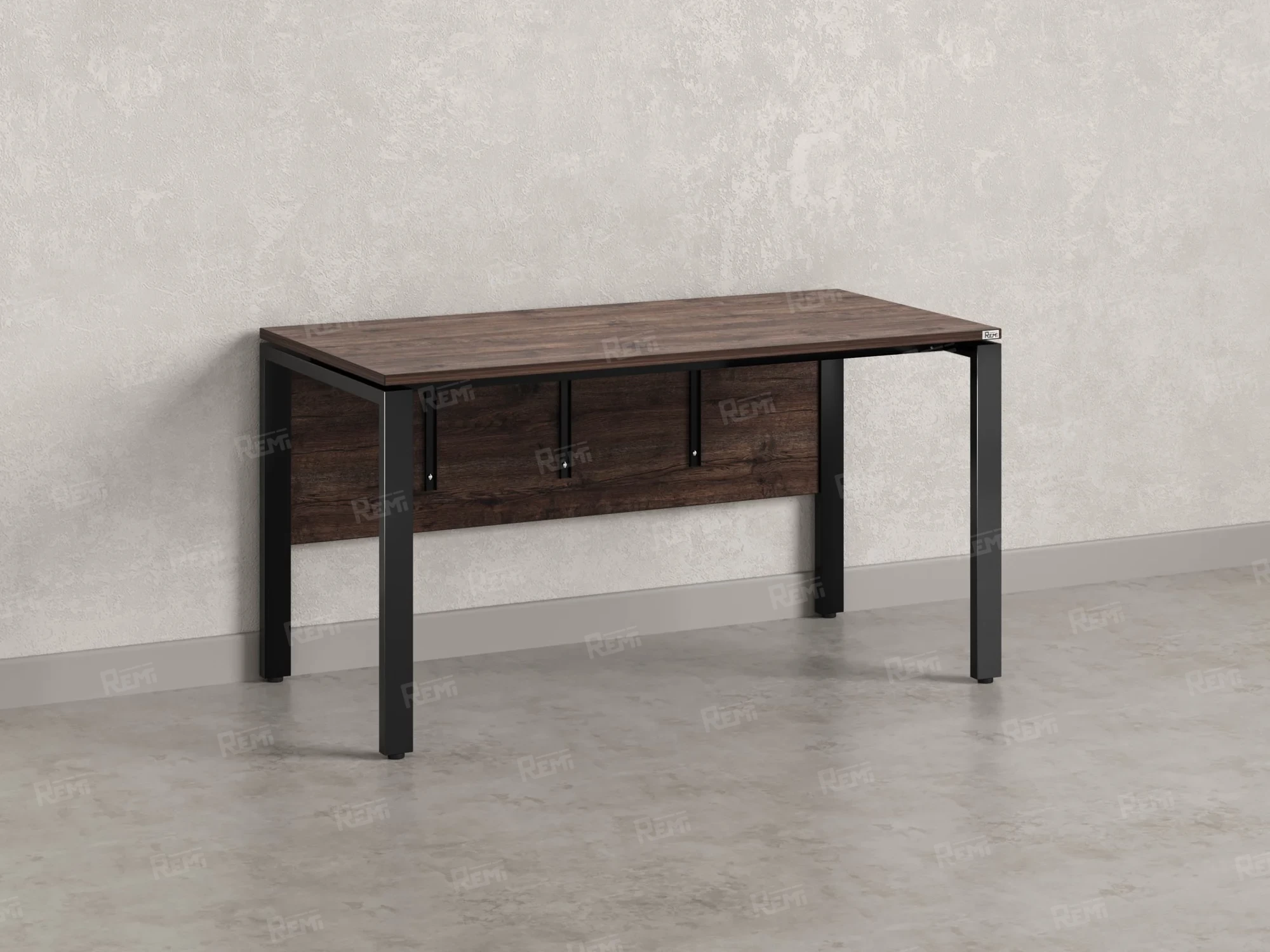 Стол прямой, П-опоры, экран ЛДСП,парящая стол-ца 1800x600x750 RM007-18x6 Дуб Апрельский шоколад/Черный