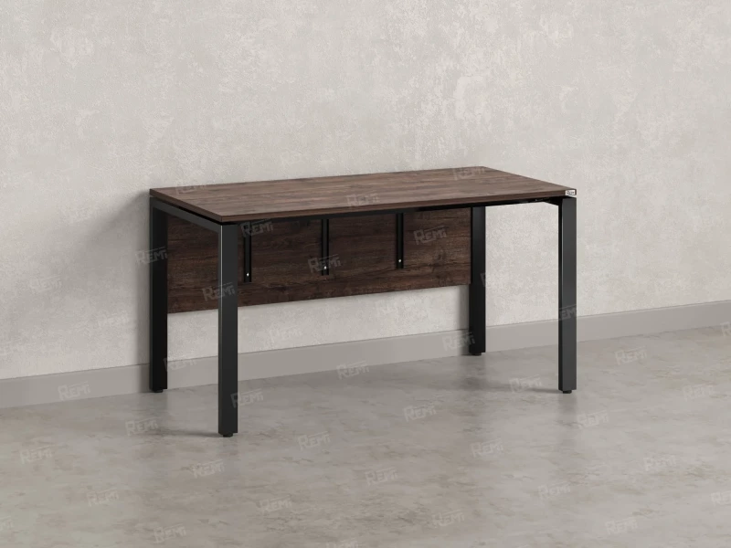 Стол прямой, П-опоры, экран ЛДСП,парящая стол-ца 1800x600x750 RM007-18x6 Дуб Апрельский шоколад/Черный