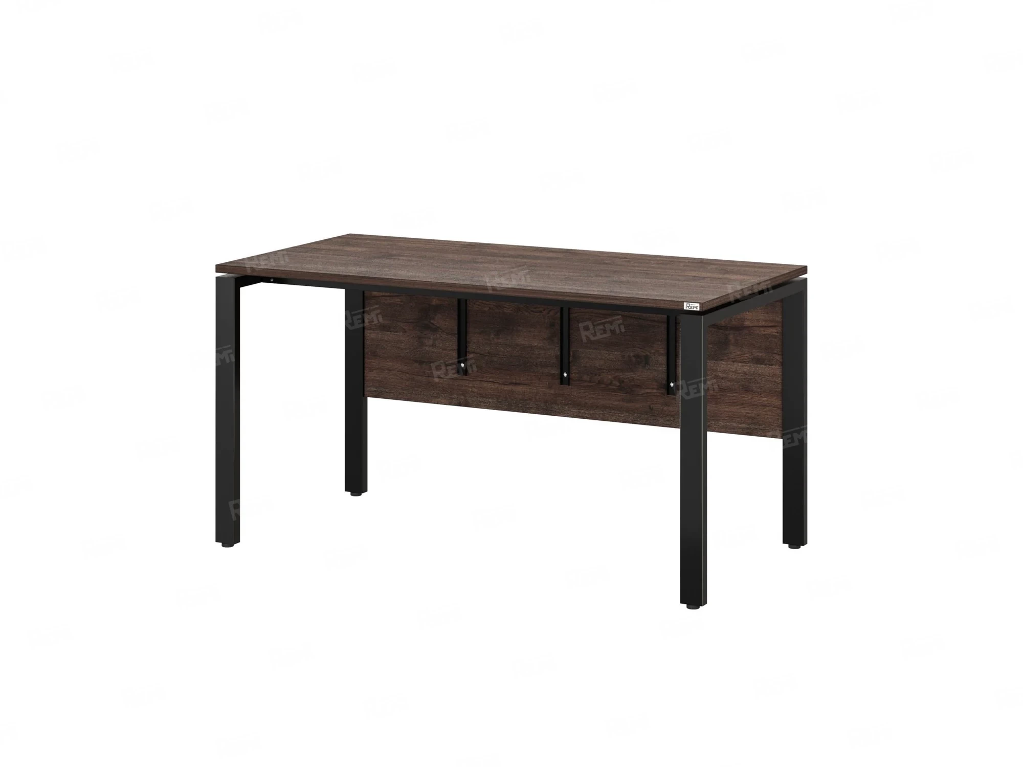 Стол прямой, П-опоры, экран ЛДСП,парящая стол-ца 1800x600x750 RM007-18x6 Дуб Апрельский шоколад/Черный