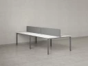 Бенч-система, 4 рабочих места, на П-образных опорах, 2 тканевых экранов 2000x1600x750 RM166-3-10x16 Белый/Серый