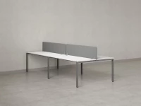 Бенч-система, 4 рабочих места, на П-образных опорах, 2 тканевых экранов 2000x1600x750 RM166-3-10x16 Белый/Серый