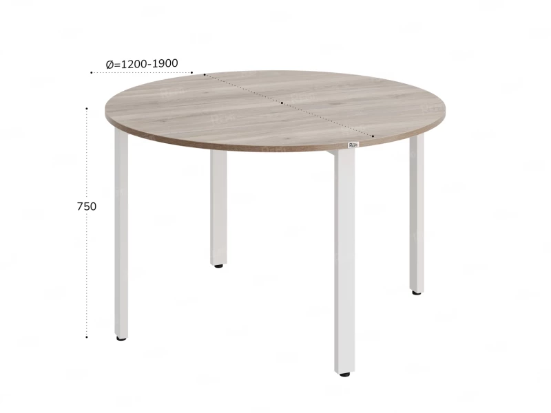 Круглый стол на П-образных опорах 1500x1500x750 RM186-15x15 Дуб Маувелла/Белый