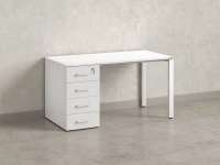 Стол прямой с тумбой на П-образных опоре, левый 1600x700x750 RM102-16x7 Белый/Белый