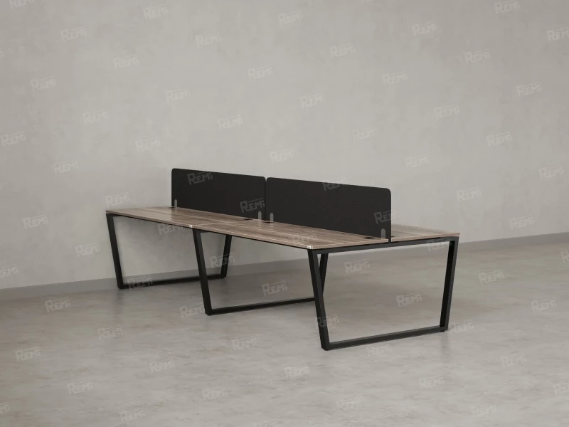 Бенч-система, 4 рабочих места, на U-образных опорах, 2 тканевых экранов 2800x1600x750 RM173-3-14x16 Дуб Маувелла/Черный