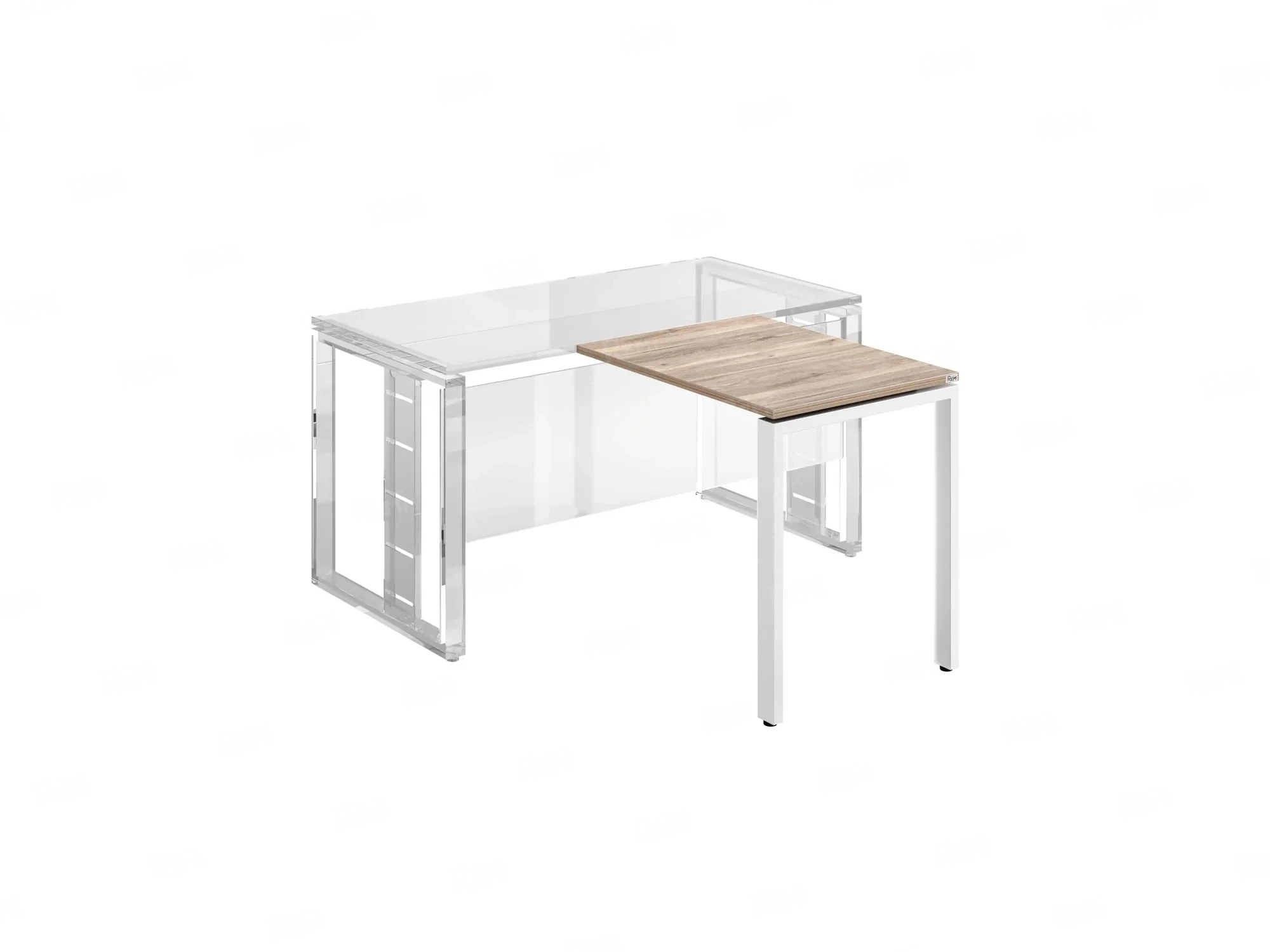Брифинг прямой, с парящей столешнецей, на П-образном каркасе 1600x700x750 RM070-16x7 Дуб Маувелла/Белый