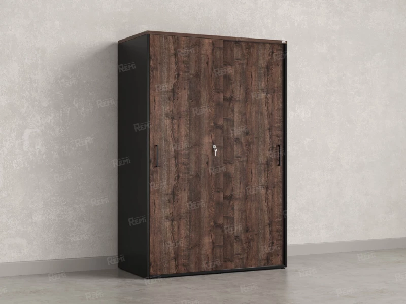 Шкаф-купе, регулируемые опоры, штанга, 1 полка 1200x600x1800 RM164-90x60 Дуб Апрельский шоколад/Черный