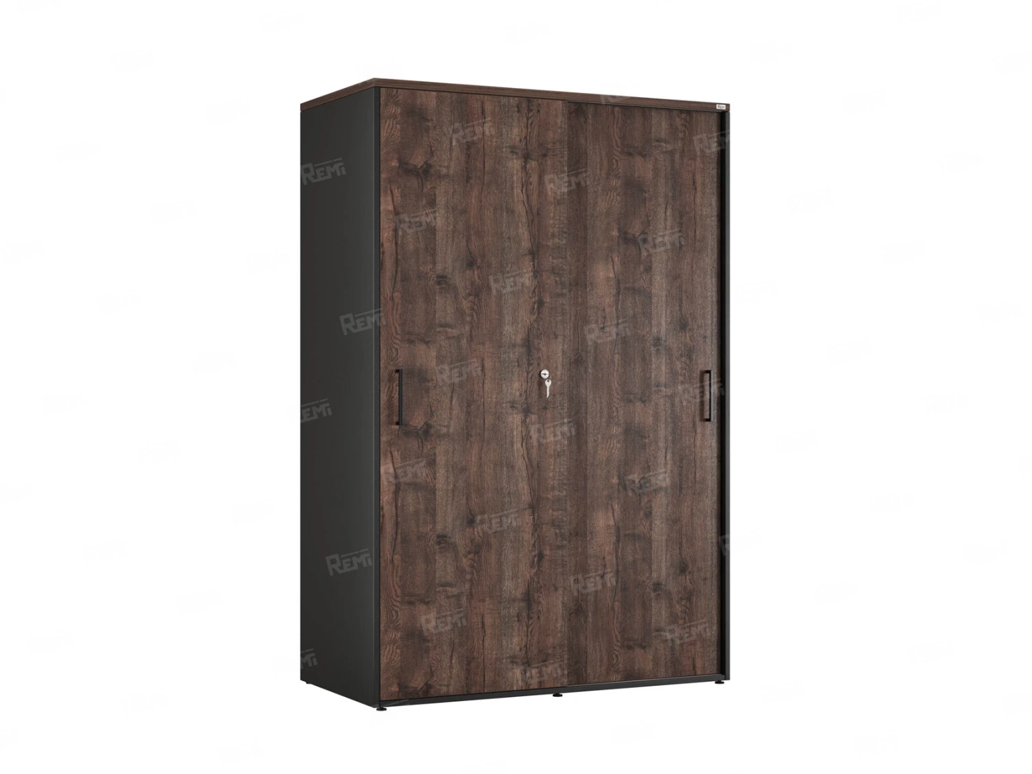 Шкаф-купе, регулируемые опоры, штанга, 1 полка 1200x600x1800 RM164-90x60 Дуб Апрельский шоколад/Черный