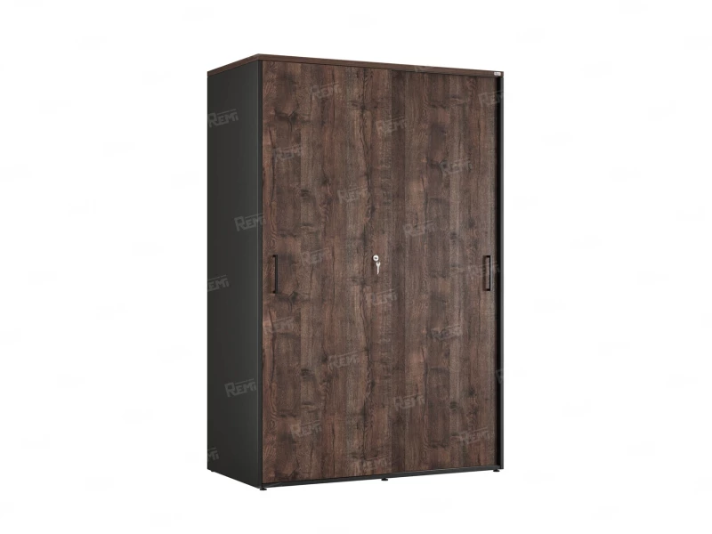 Шкаф-купе, регулируемые опоры, штанга, 1 полка 1200x600x1800 RM164-90x60 Дуб Апрельский шоколад/Черный