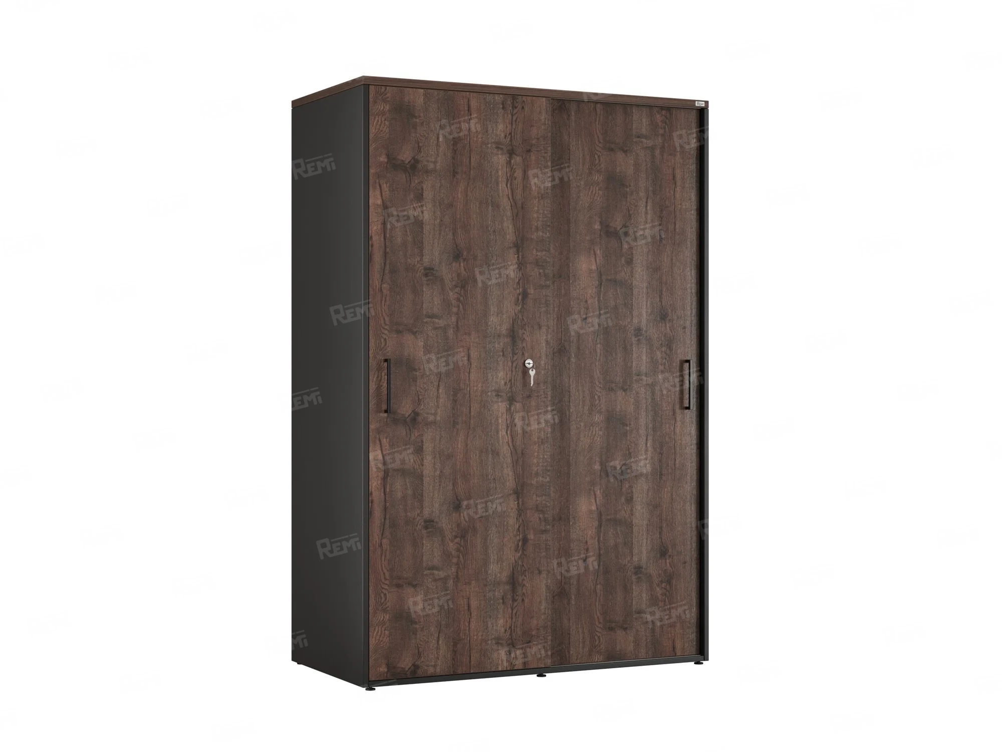 Шкаф-купе, регулируемые опоры, штанга, 1 полка 1200x600x1800 RM164-90x60 Дуб Апрельский шоколад/Черный