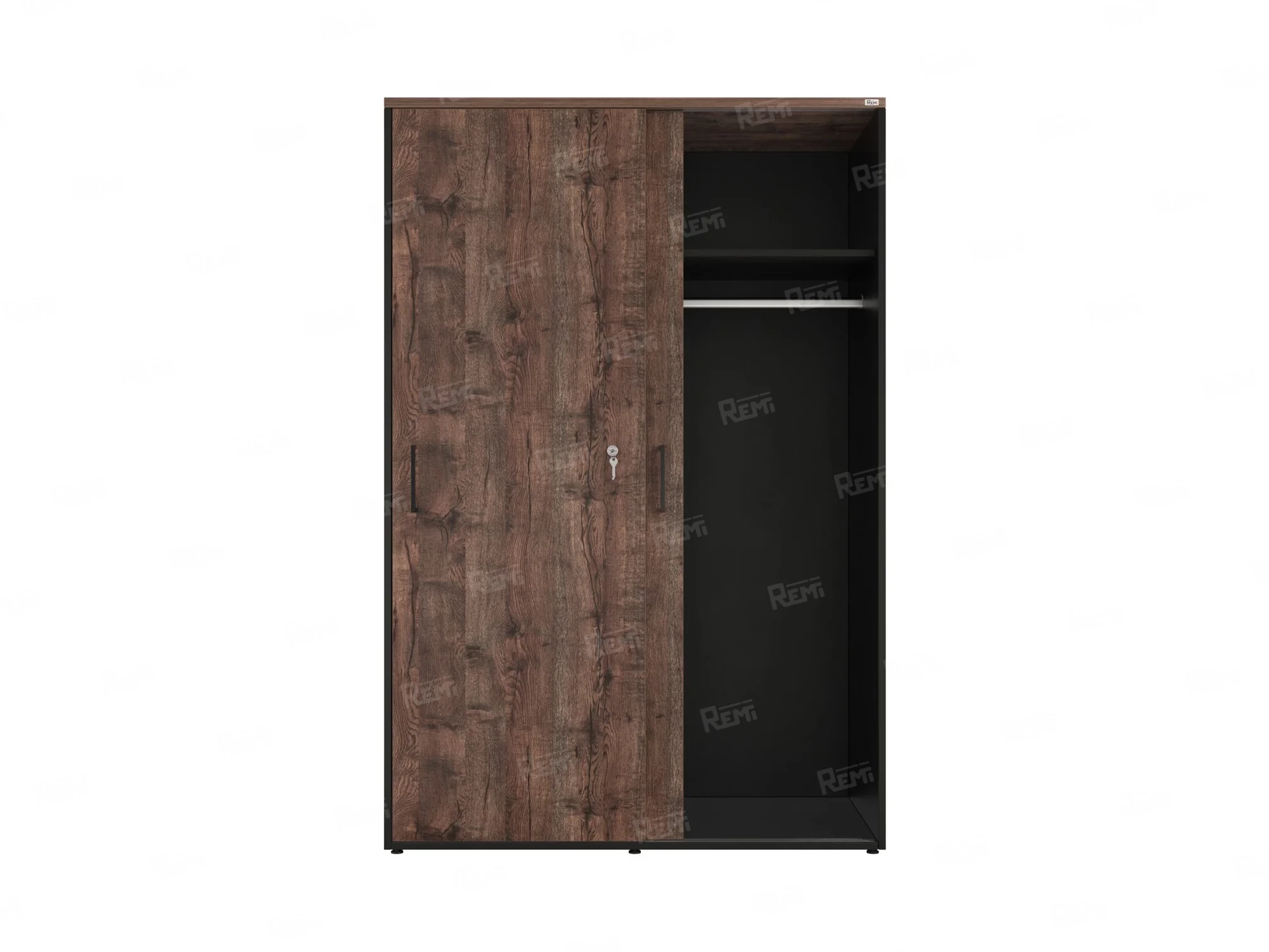 Шкаф-купе, регулируемые опоры, штанга, 1 полка 1200x600x1800 RM164-90x60 Дуб Апрельский шоколад/Черный