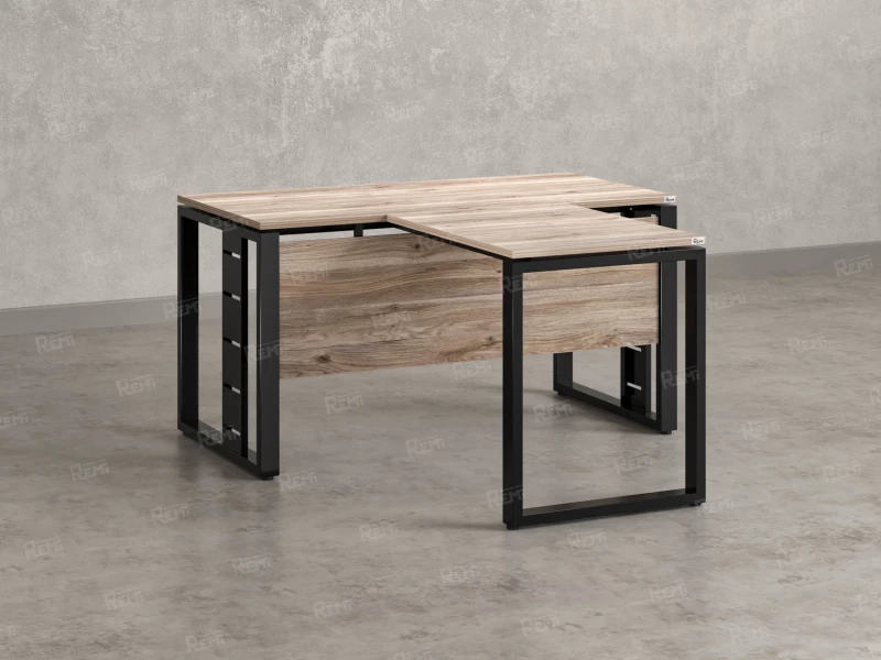 Стол с брифингом с парящей столешницей на О-образных опорах с экраном ЛДСП RM045-12x7 1200x1900x750 Дуб Маувелла/Черный