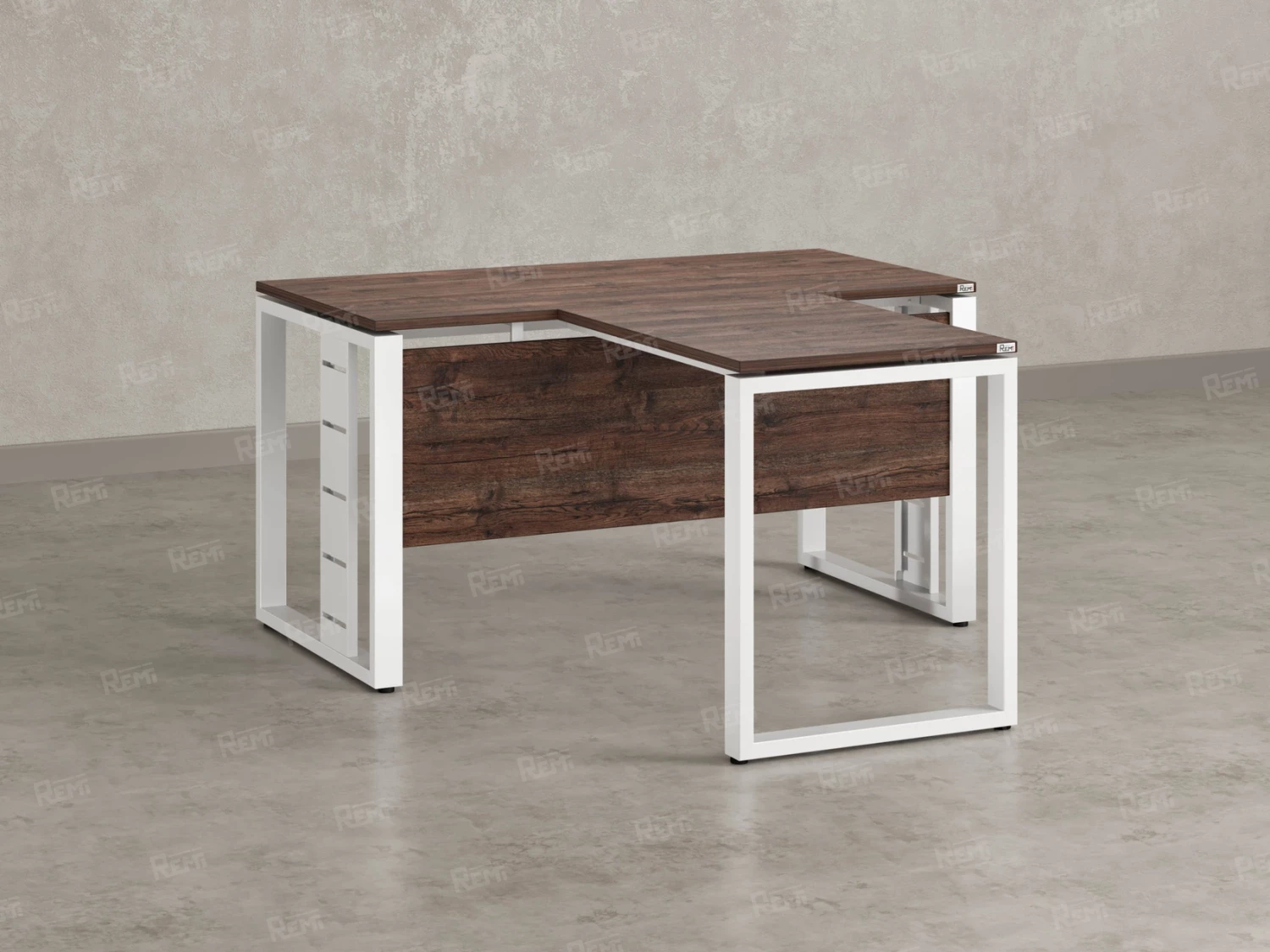 Стол с брифингом с парящей столешницей на О-образных опорах с экраном ЛДСП RM045-16x8 1600x2400x750 Дуб Апрельский шоколад/Белый