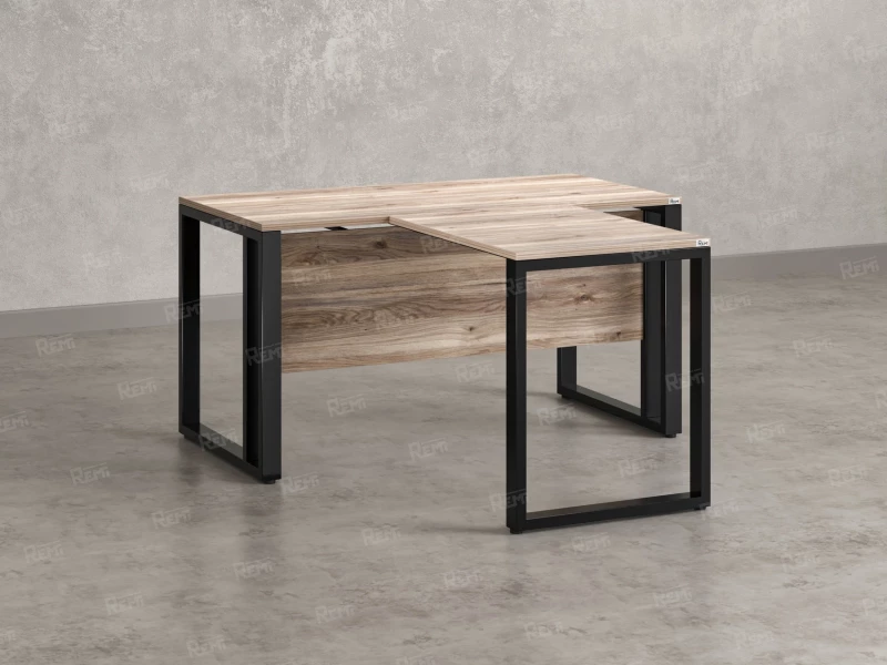 Стол с брифингом на О-образных опорах с экраном ЛДСП RM046-14x9 1400x2300x750 Дуб Маувелла/Черный