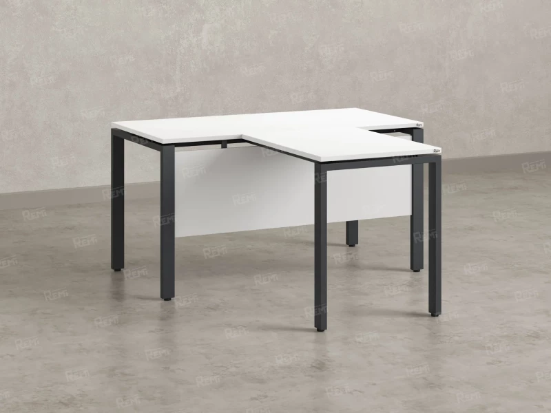 Стол с брифингом с парящей столешницей на П-образных опорах с экраном ЛДСП RM043-14x7 1400x2100x750 Белый/Серый