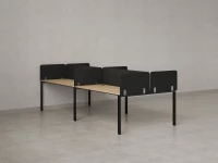 Бенч-система, 4 рабочих места, на П-образных опорах, 8 тканевых экранов 3200x1400x750 RM166-1-16x14 Вяз Швейцарский светлый/Черный