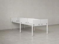 Бенч-система, 4 рабочих места, на П-образных опорах, 8 ЛДСП экранов 2000x1600x750 RM166-2-10x16 Белый/Белый