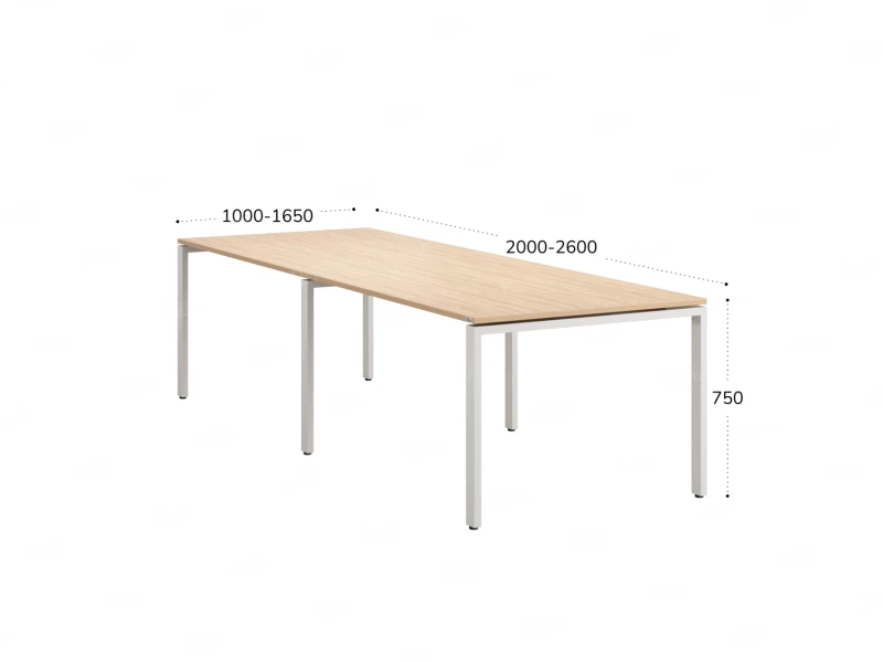 Cтол для переговоров, на П-образном каркасе 2000x1000x750 RM080-200x100 Вяз Швейцарский светлый/Белый