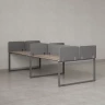 Бенч-система, 4 рабочих места, на О-образных опорах, 8 тканевых экранов 1800x1400x750 RM170-1-18x14 Дуб Маувелла/Серый