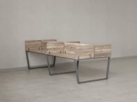 Бенч-система, 4 рабочих места, на U-образных опорах, 8 ЛДСП экранов 2400x1200x750 RM173-2-12x12 Дуб Маувелла/Серый